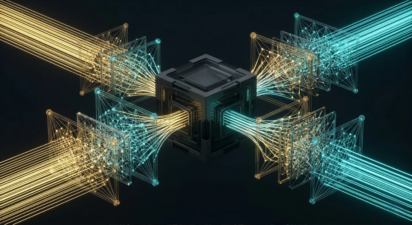 Layered architecture diagram showing input guardrails, model inference, and output guardrails around an LLM
