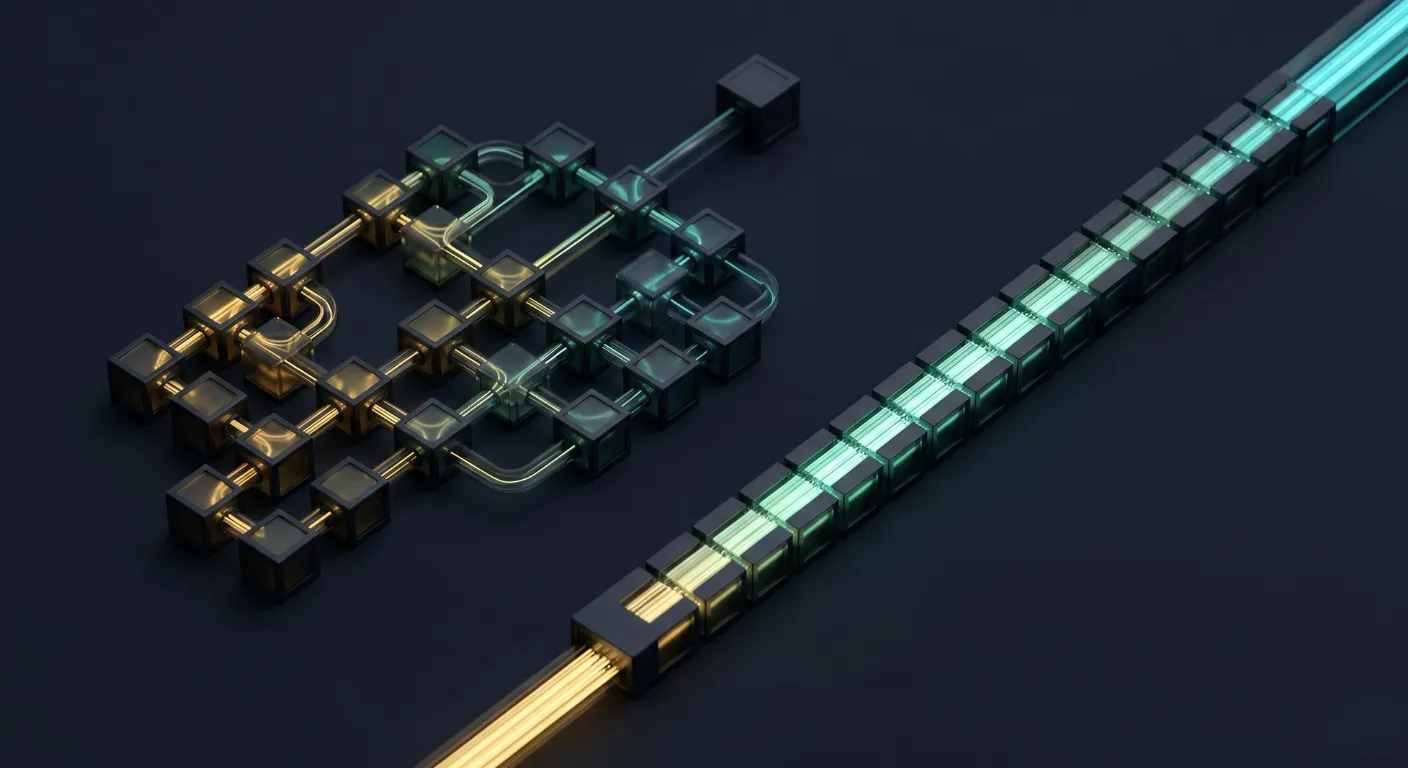 Side-by-side comparison of an autonomous agent loop and a deterministic pipeline with the same end-to-end task